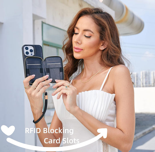 iPhone 12 Series ZVE RFID-Blocking Wallet Case.