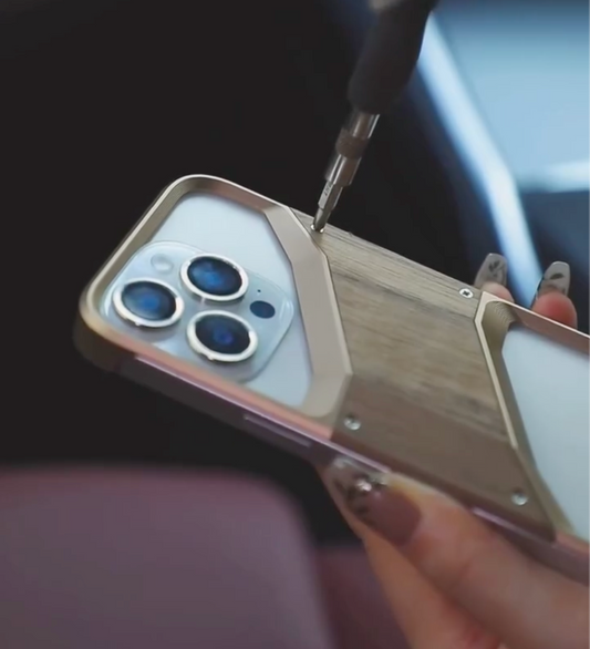 iPhone 15 Series Luxury Wooden Aluminum Metal Protection