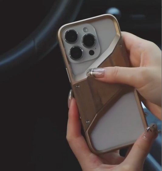 iPhone 16 Series Luxury Wooden Aluminum Metal Protection