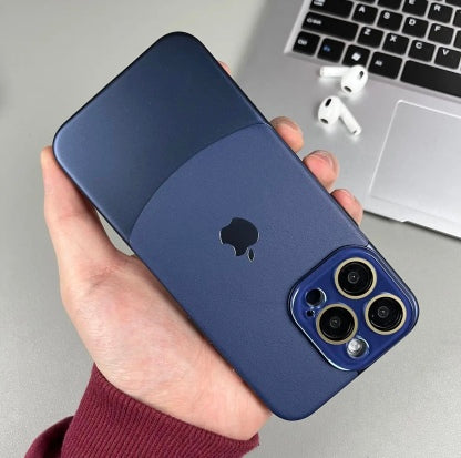 iPhone 12 Series Two-tone leather acrylic lens protective case