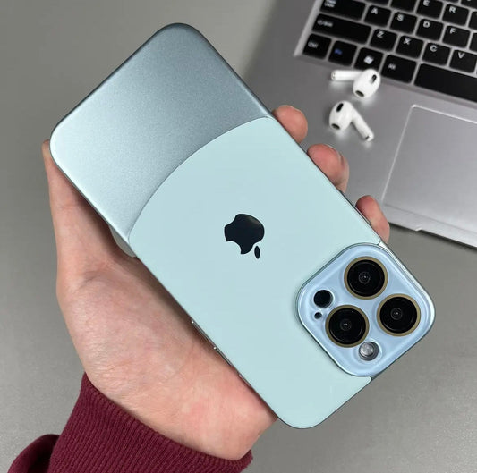 iPhone 15 Series Two-tone leather acrylic lens protective case