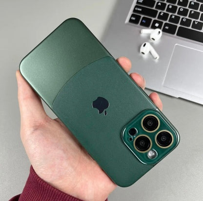 iPhone 13 Series Two-tone leather acrylic lens protective case