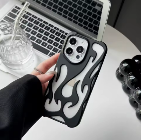 iPhone 17 Series Fashion Matte 3D Hollowed Flame Phone Case