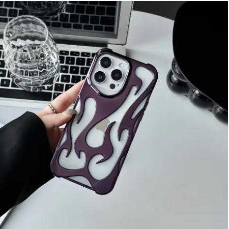 iPhone 17 Series Fashion Matte 3D Hollowed Flame Phone Case