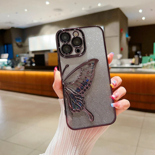 iPhone 15 Series Luxury 3D Glitter Butterfly Cute Case